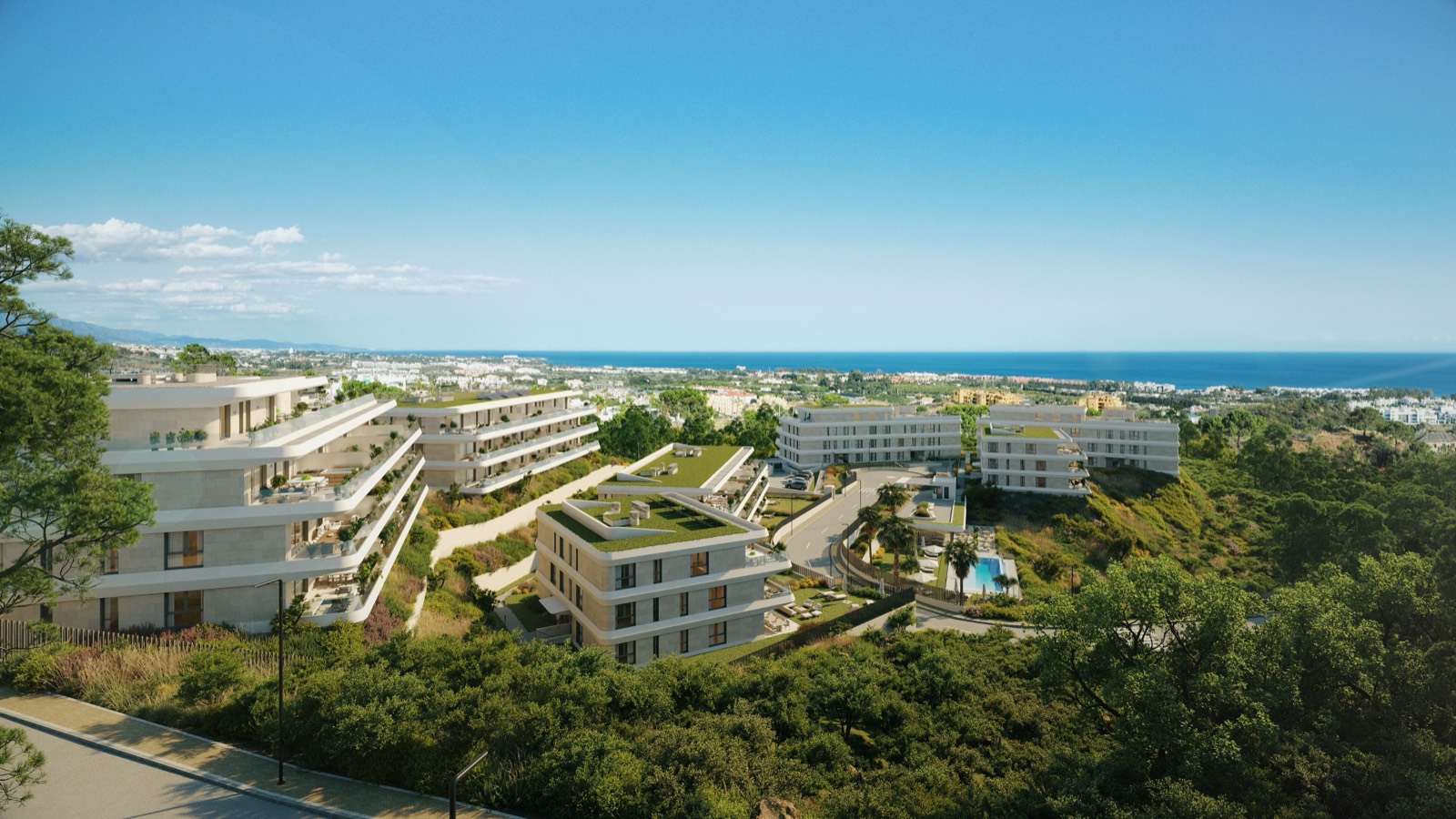 Aerial render of the Australy sector on the New Golden Mile, Estepona