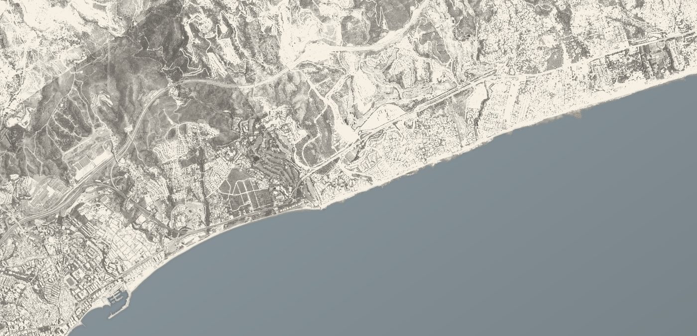 The same frame of the Bahía de Marbella coast today