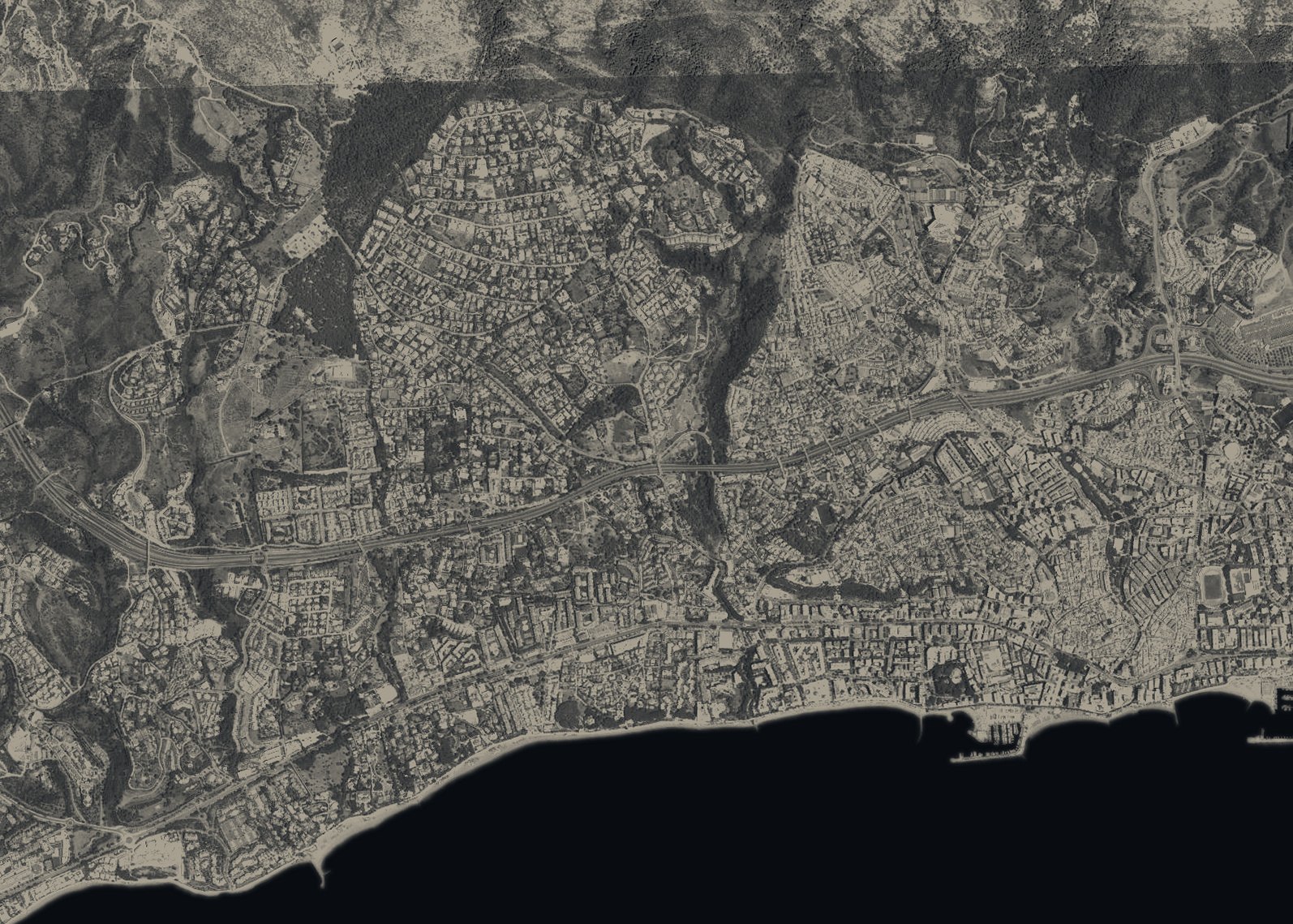 Aerial map of Cascada de Camoján at the top of the Marbella hillside, with numbered places