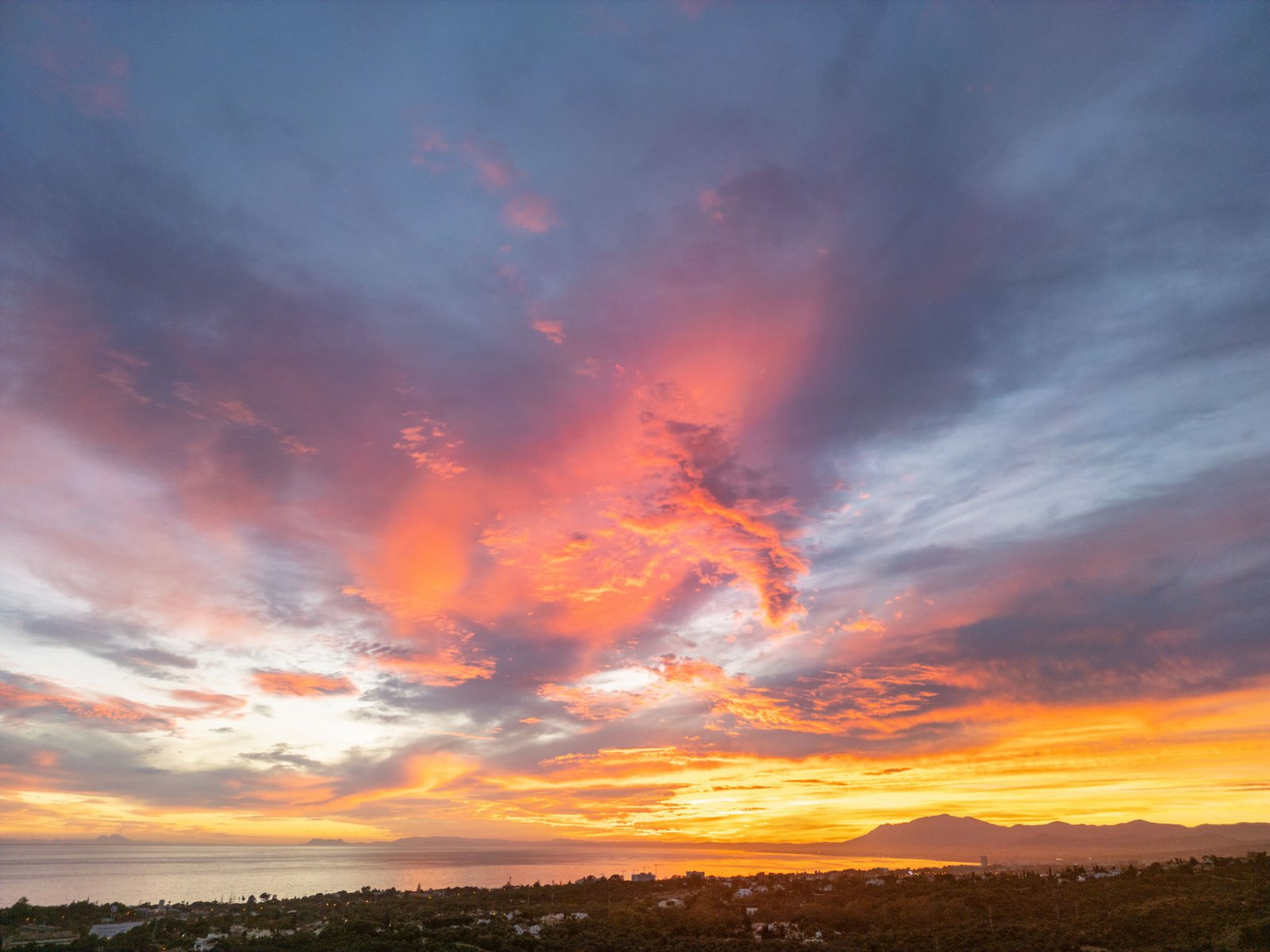 Sunset over the sea from the hills above Elviria, Marbella