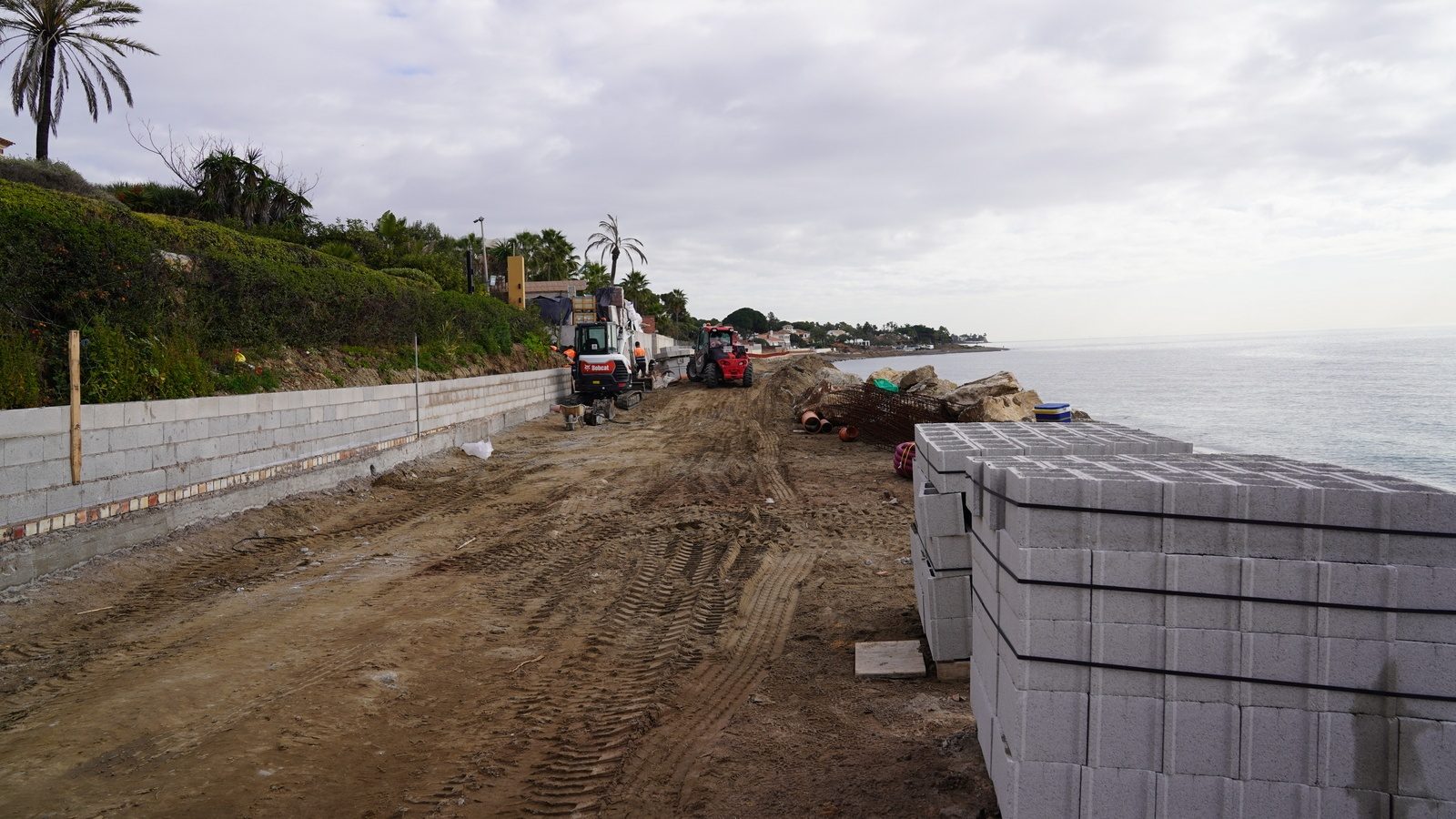Coastal path construction work in progress on the Estepona shoreline
