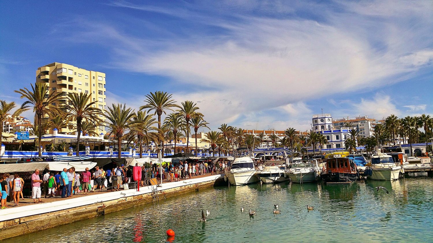 The weekly market along the quayside at Estepona port