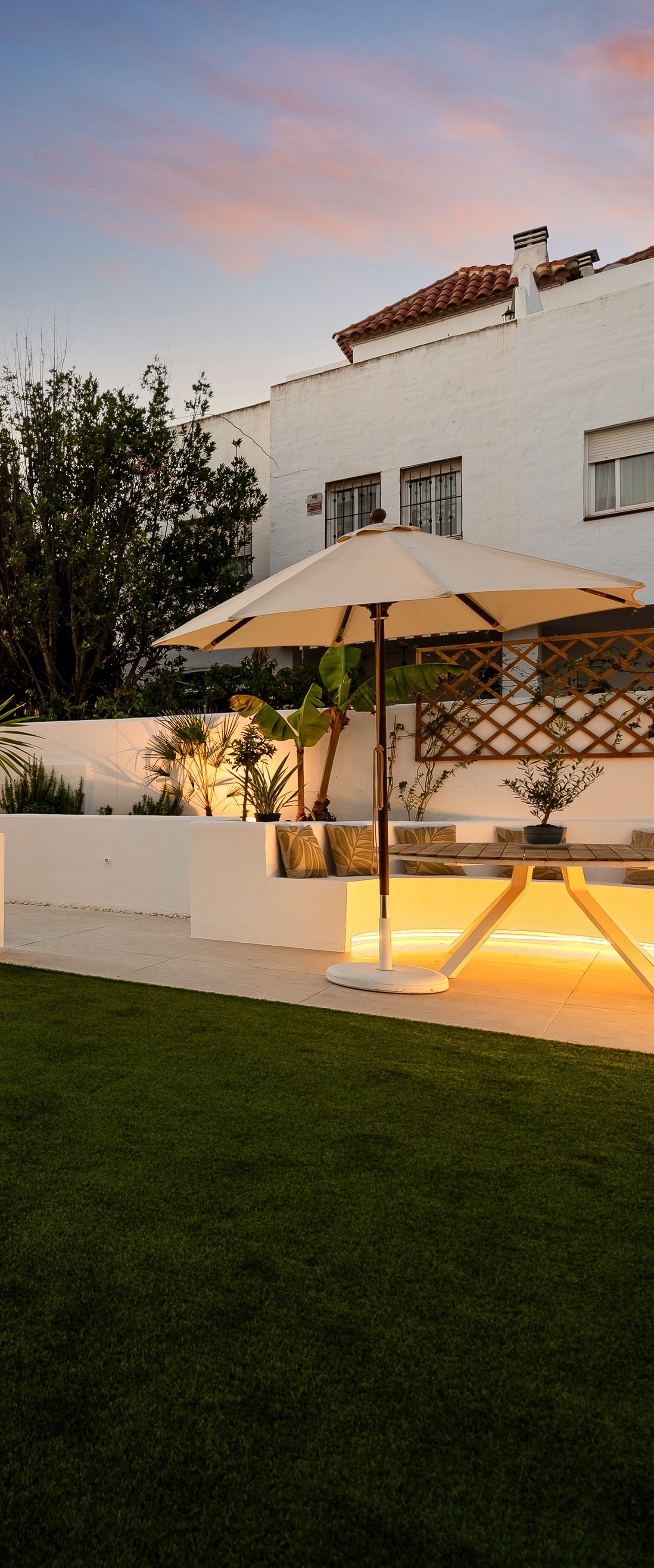 A townhouse urbanisation at dusk, Marbella