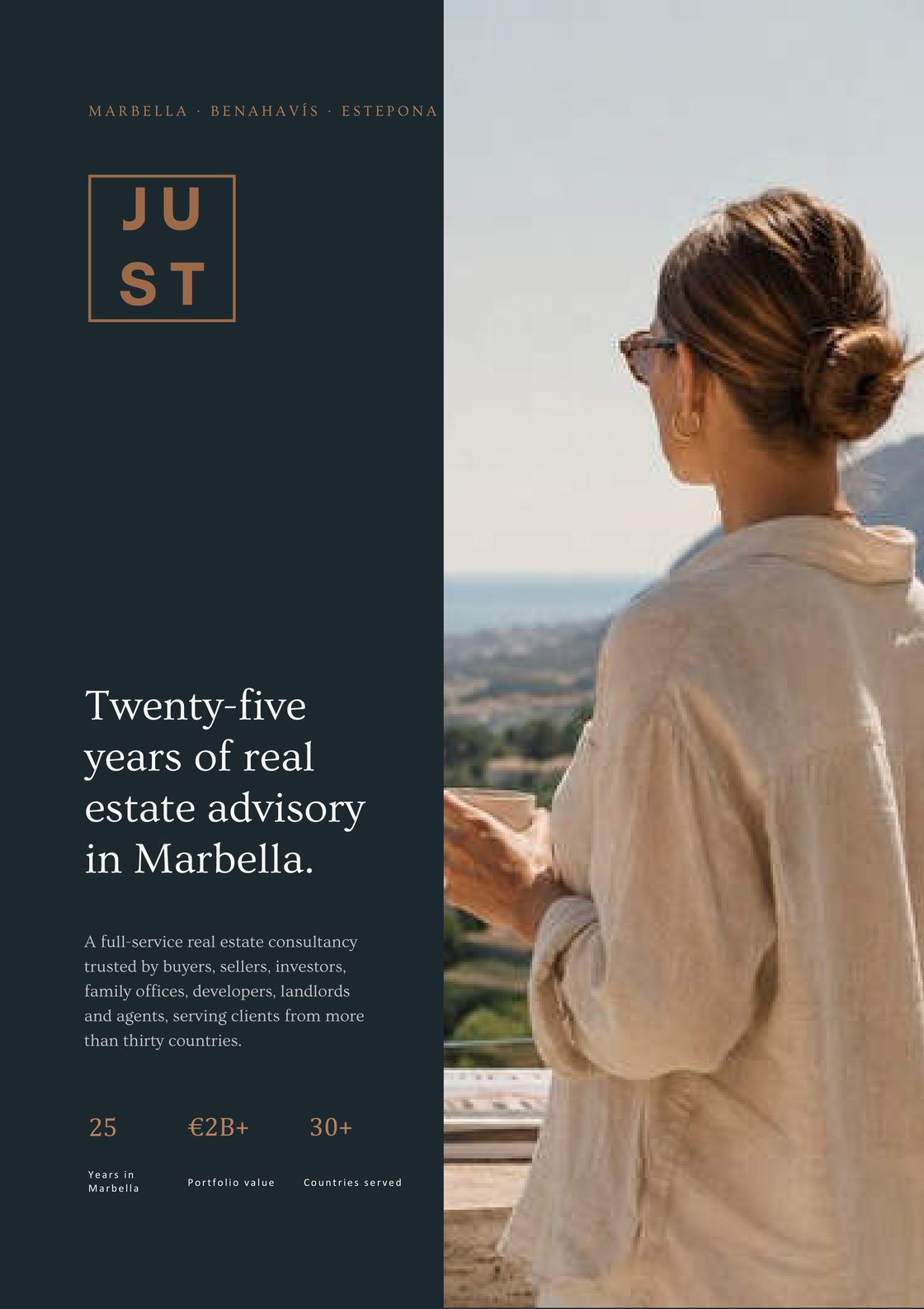 JUST Real Estate company brochure cover, Marbella estate agents
