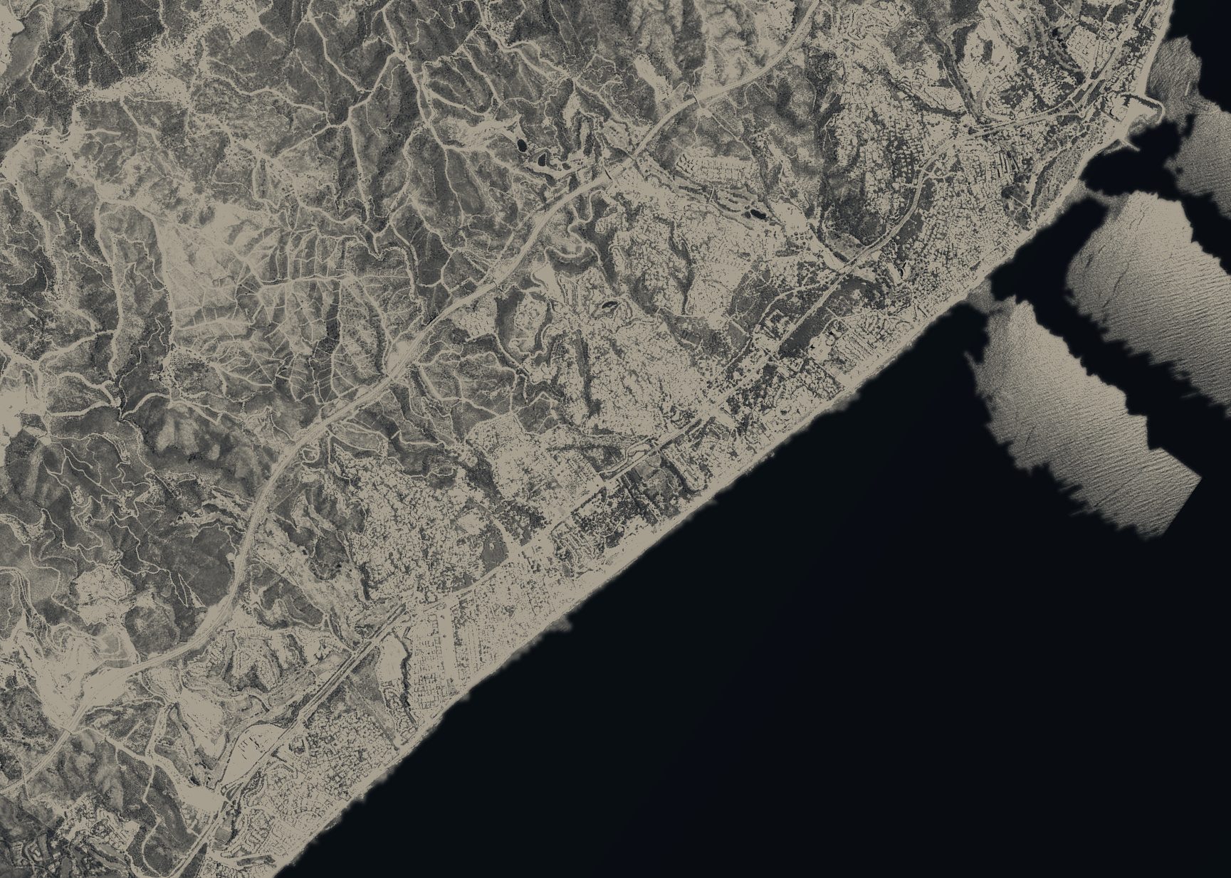 Aerial map of Las Chapas and the coast east of Marbella, with numbered places