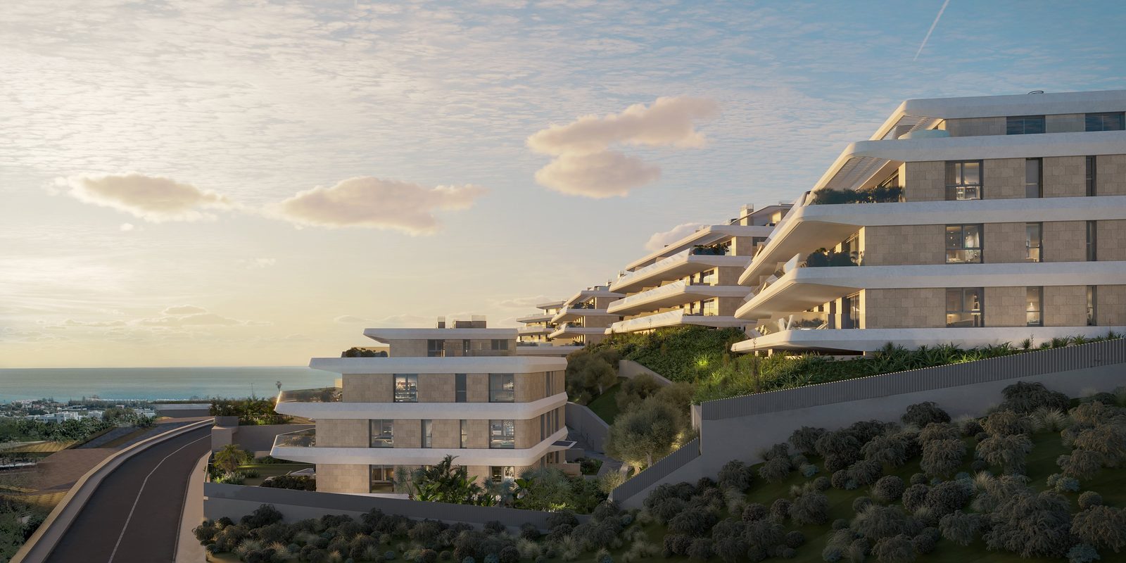 Gardens and building elevation at Libella, Australy, Estepona