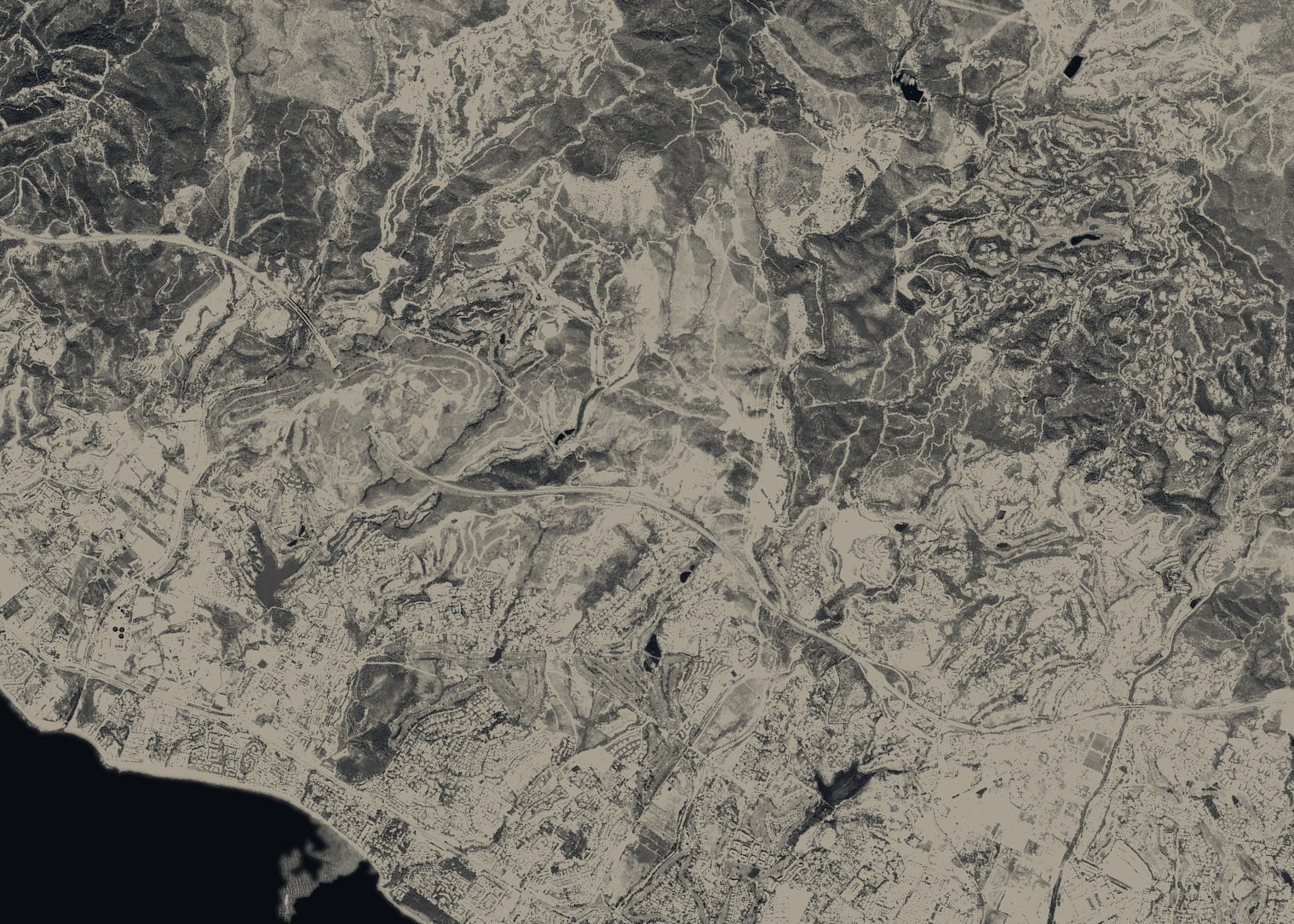 Aerial map of the Los Flamingos golf resort in Benahavís above Cancelada, with numbered places