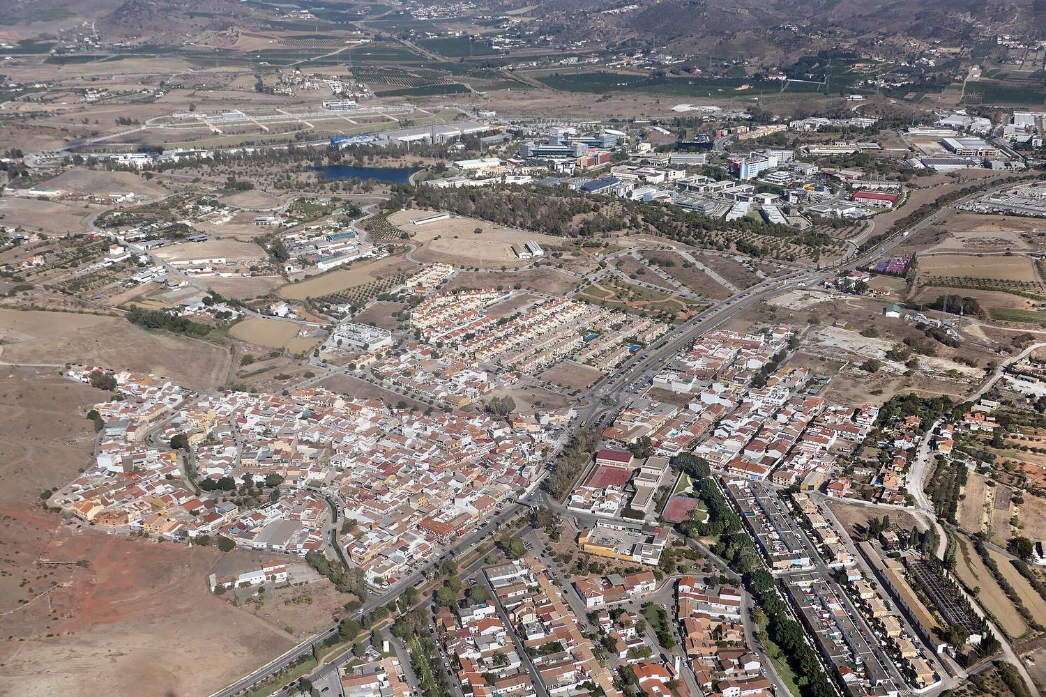 Aerial view of housing on the inland edge of Málaga