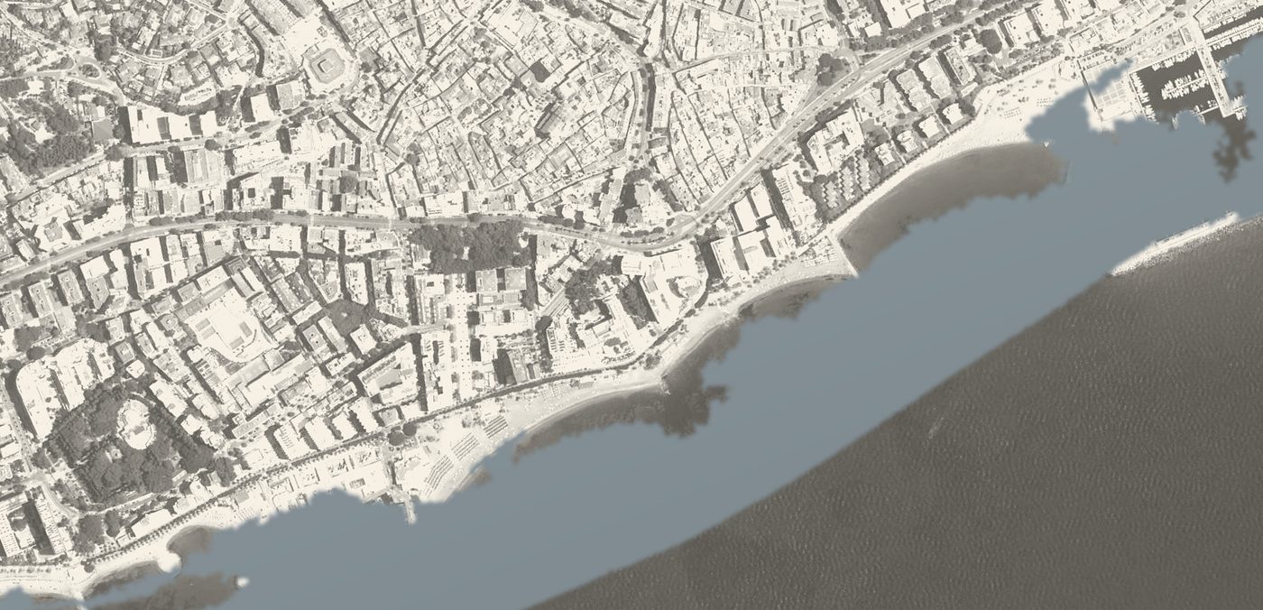 The same frame of central Marbella today, built out