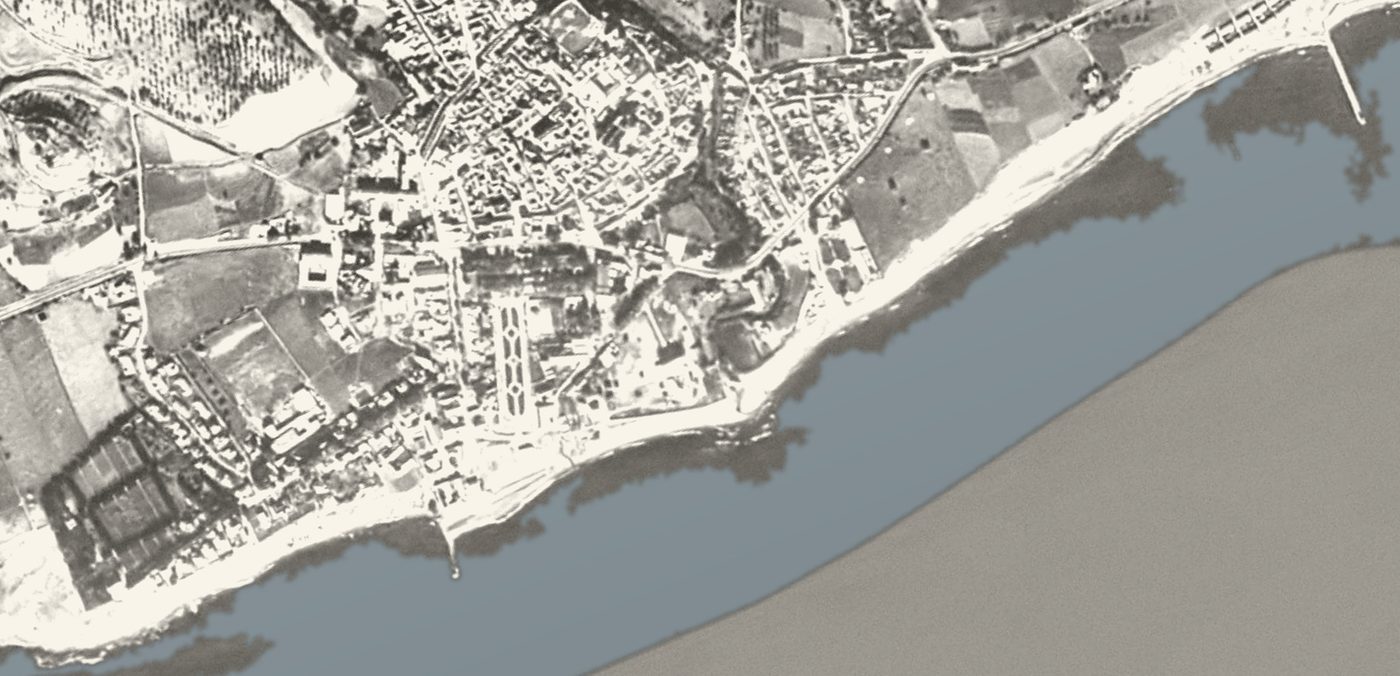 Central Marbella in 1956, the walled town and market gardens west of it