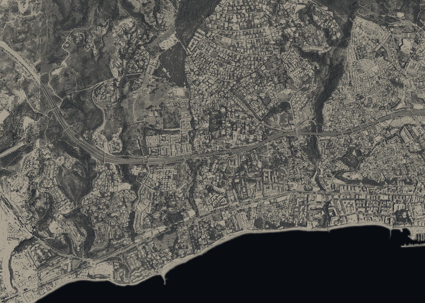 Aerial map of Nagüeles on the hillside above Marbella's Golden Mile, with numbered places