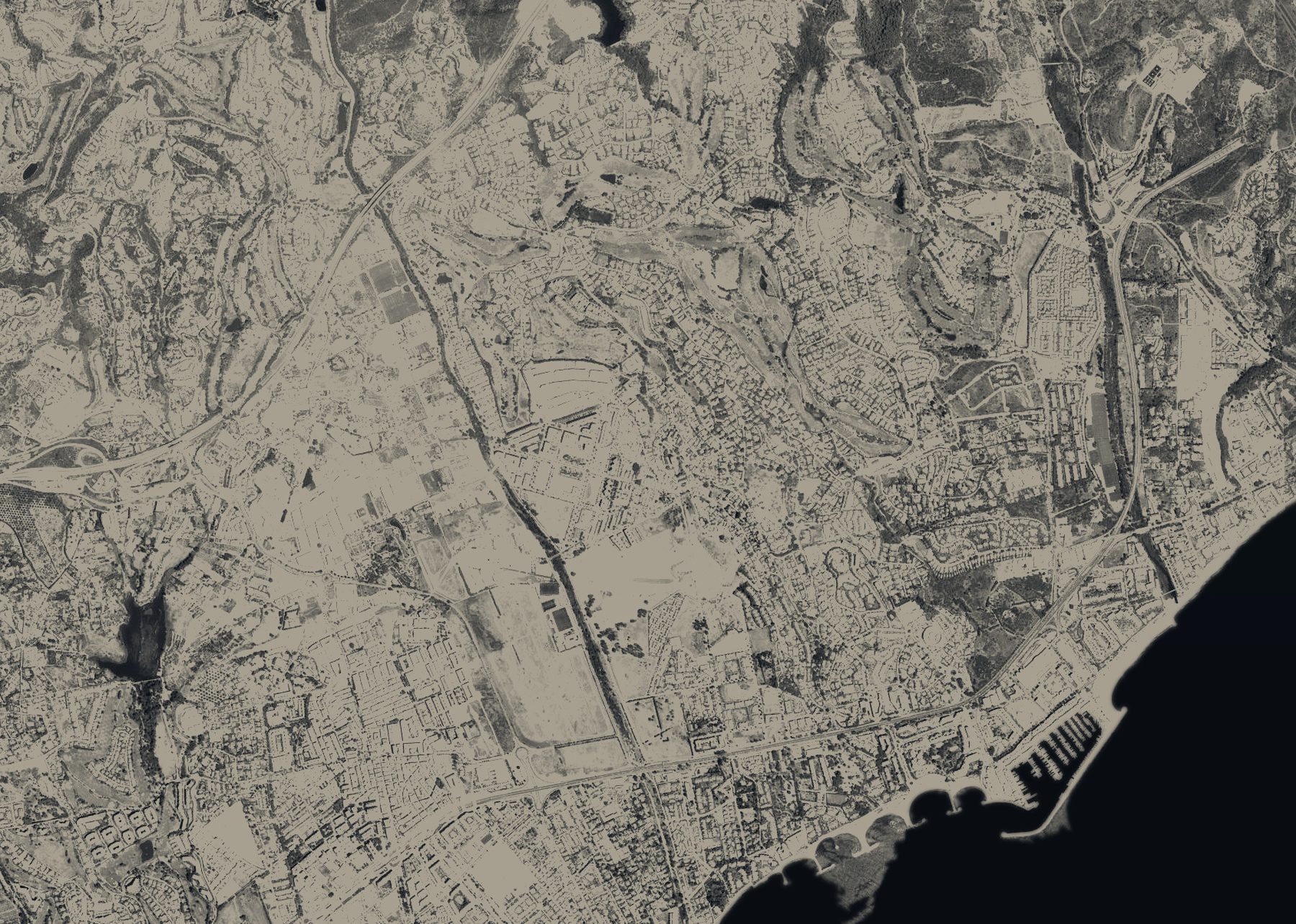 Aerial map of the Nueva Andalucía golf valley behind Puerto Banús, with numbered places