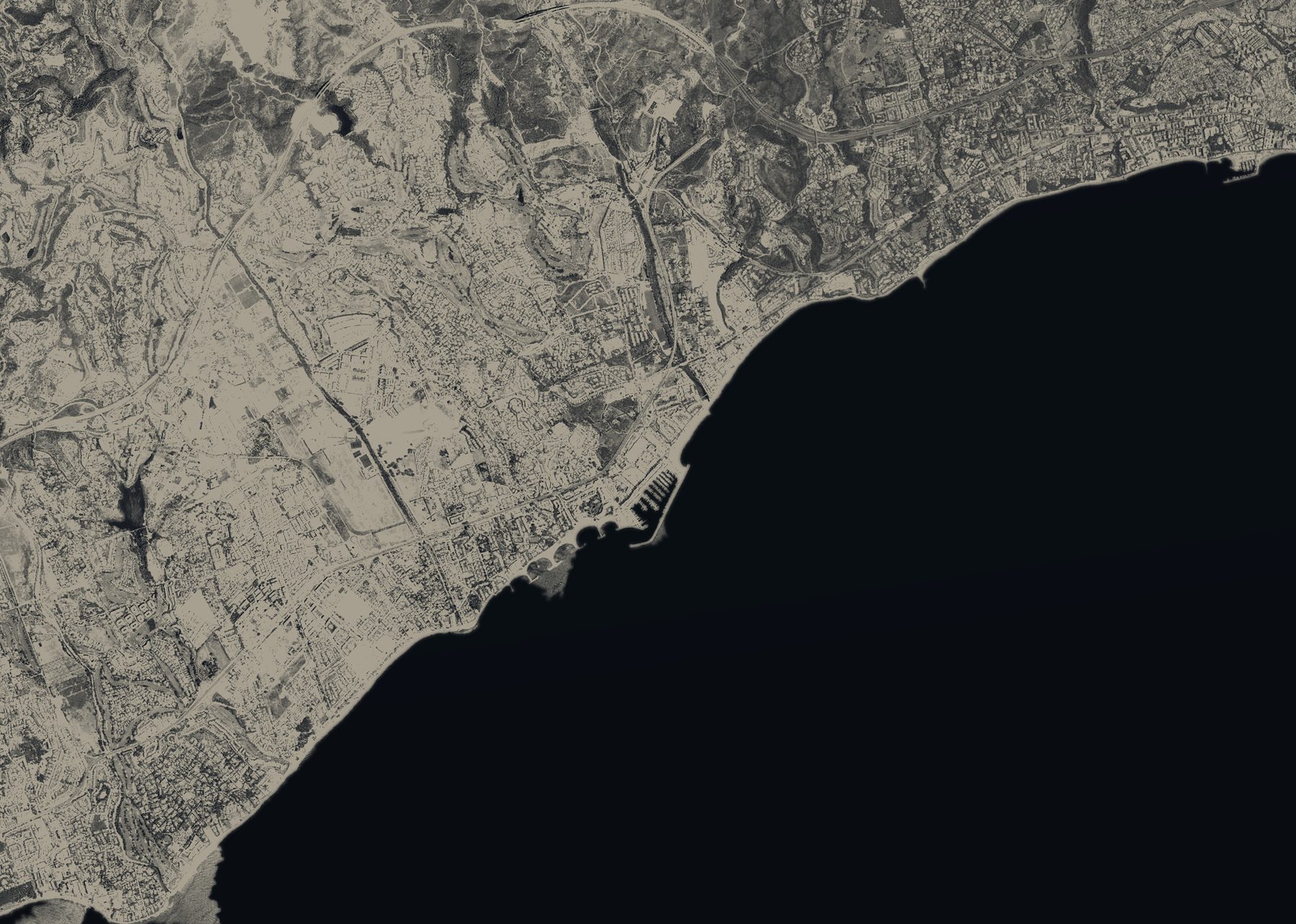 Aerial map of Puerto Banús on the Marbella coast, with numbered places