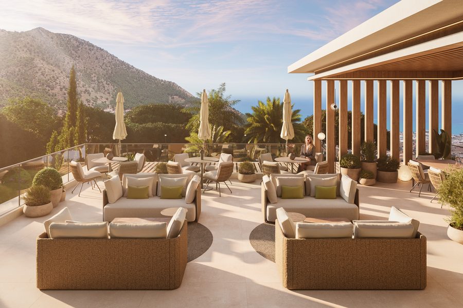 The rooftop summer kitchen and lounge above the social club