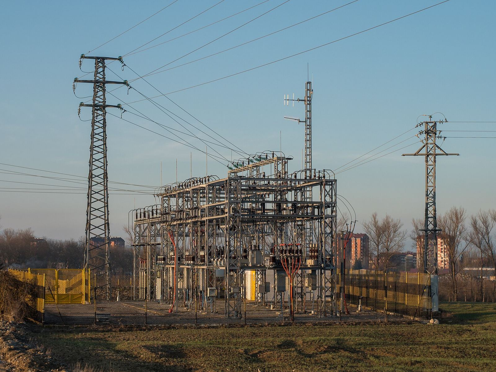 A high-voltage electricity substation with transformers in Spain