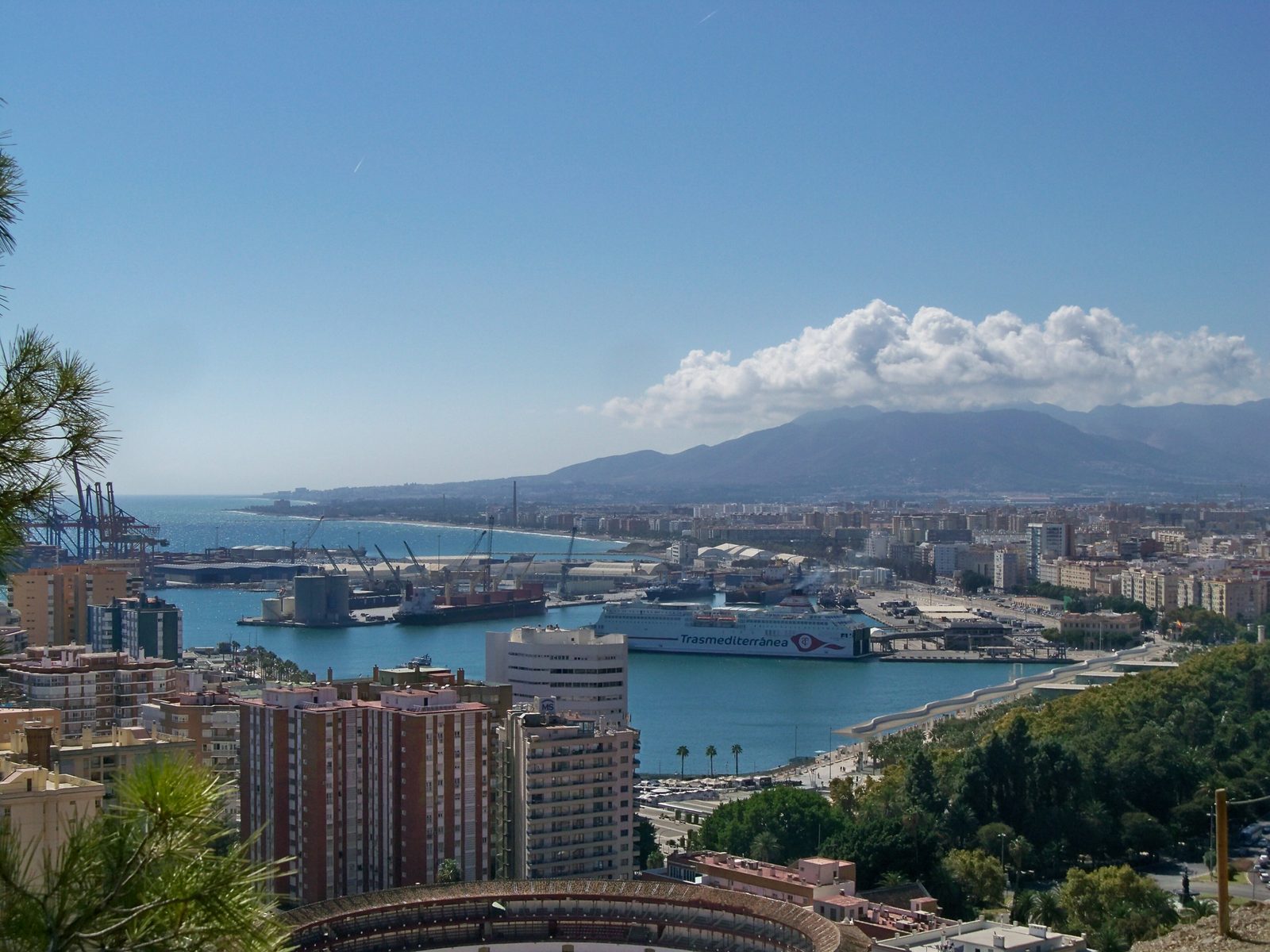 Málaga city and port seen from Gibralfaro