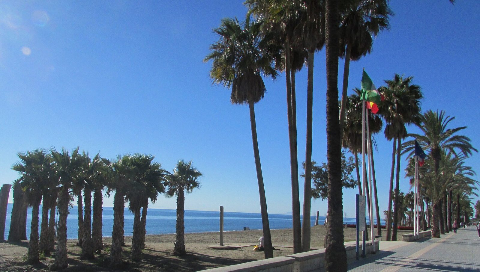 Palm lined seafront promenade at San Pedro Alcántara beach, Marbella