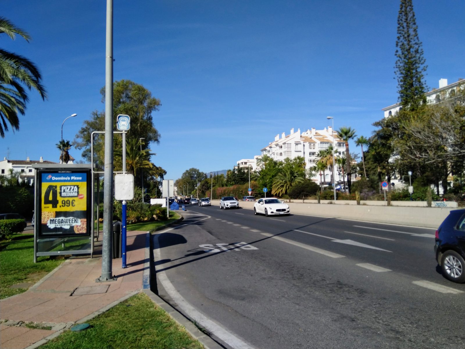 Roadside bus stop on the A-7 near San Pedro de Alcántara