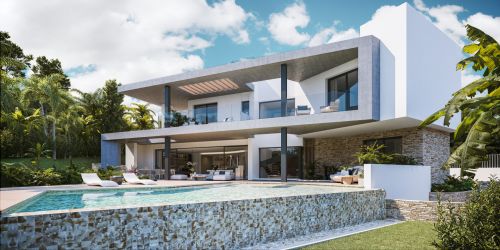 Contemporary villa, new construction, a short walk from the beaches of the Golden Mile.